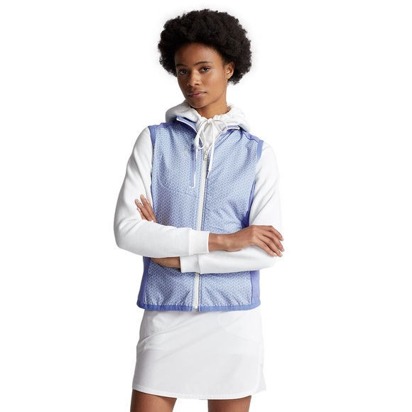 New RLX Ralph Lauren Golf Chevron Front Print French Terry Full Zip Vest - Picture 1 of 13